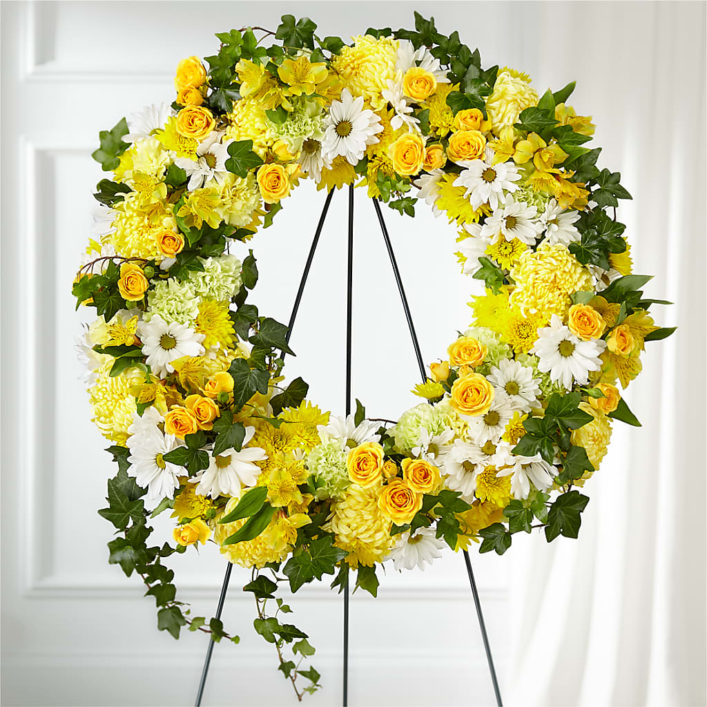 Golden Remembrance Wreath – Gunnels Florist Inc, Cookeville TN