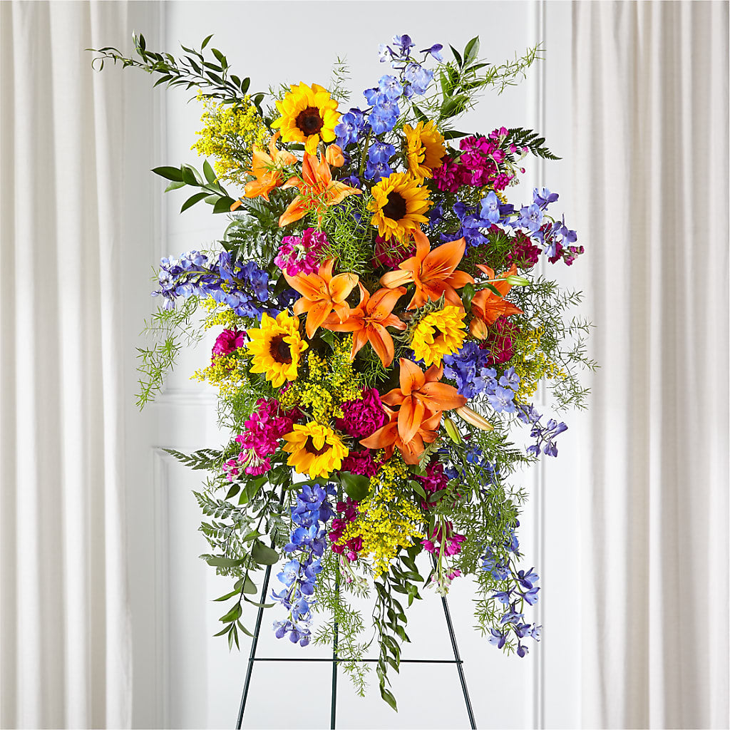 Sunlit Memories Standing Spray (Standard) – Gunnels Florist Inc, Cookeville TN