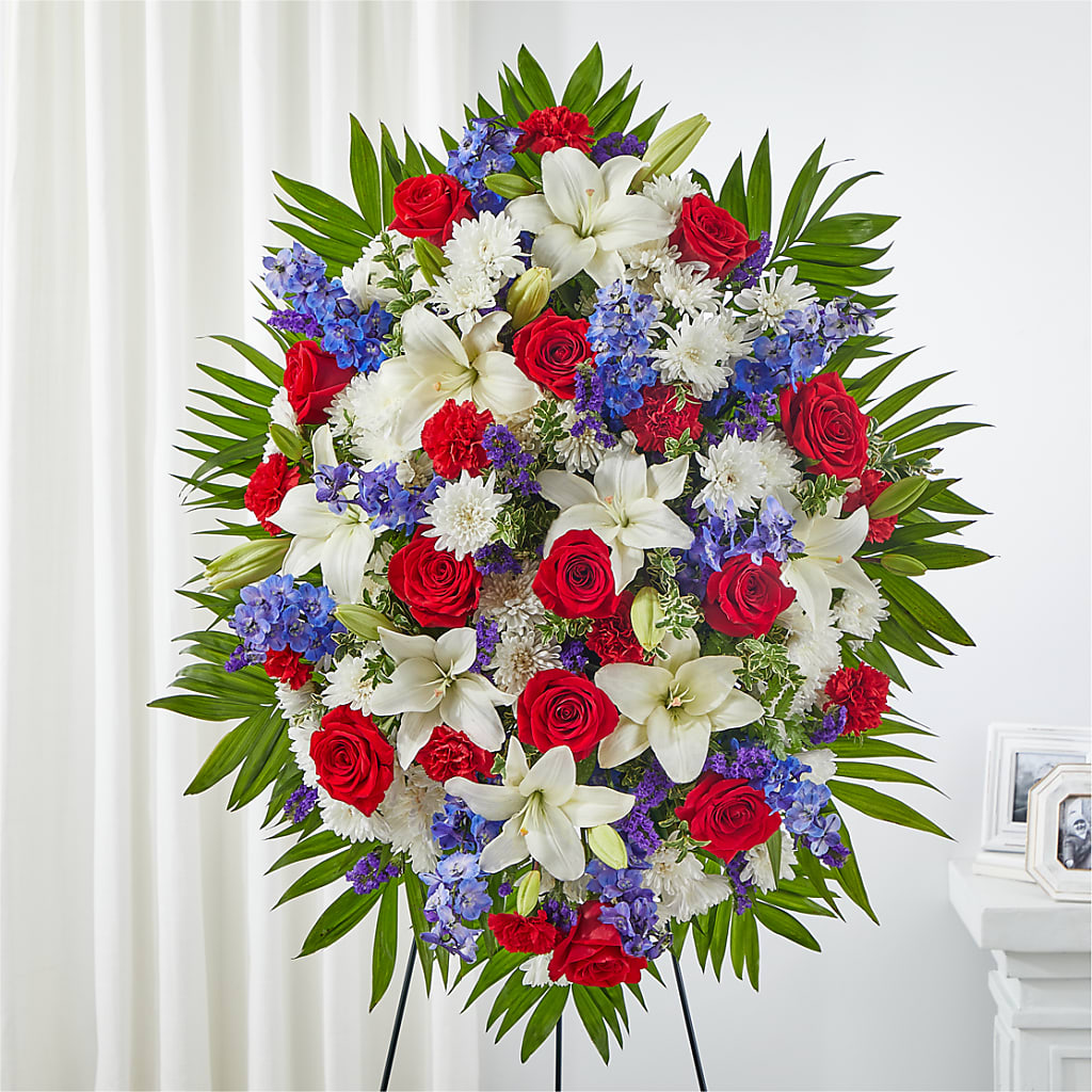 Cherished Service Standing Spray – Gunnels Florist Inc, Cookeville TN