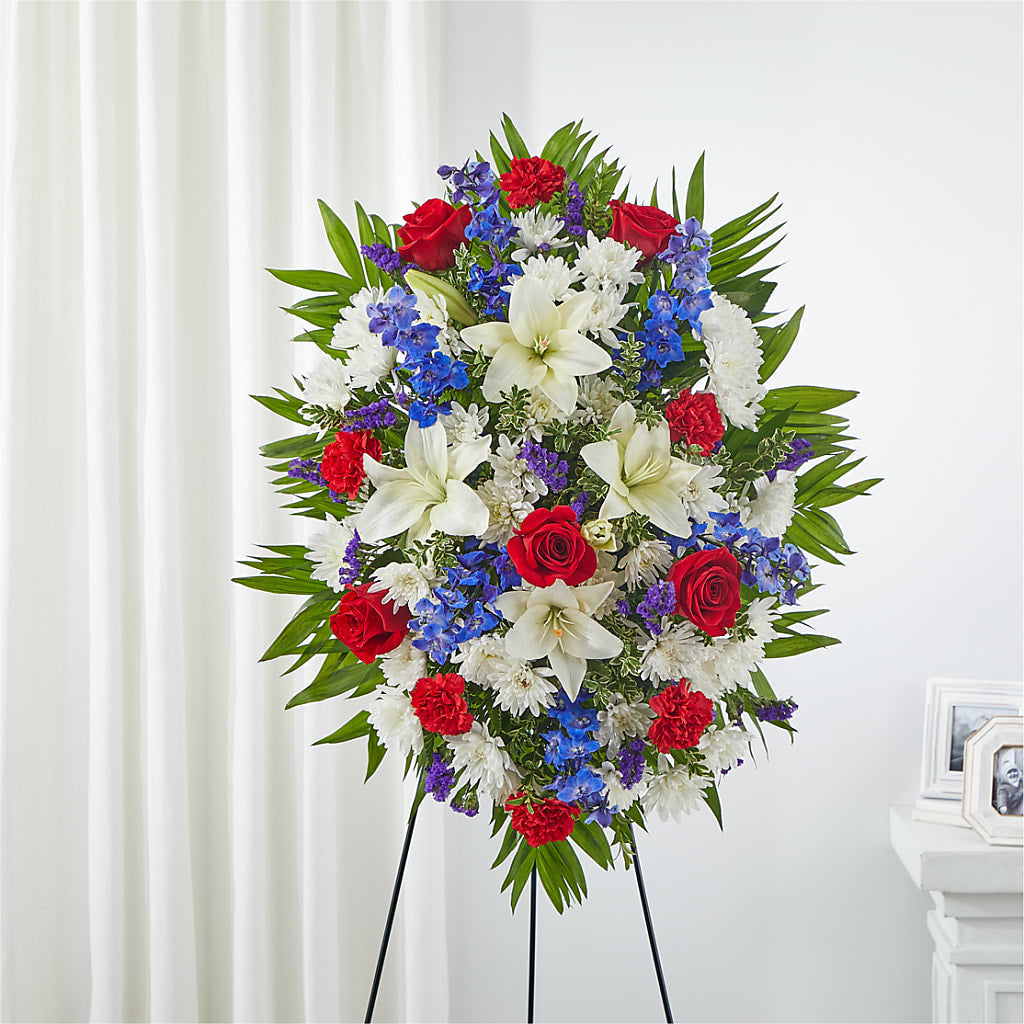 Cherished Service Standing Spray – Gunnels Florist Inc, Cookeville TN