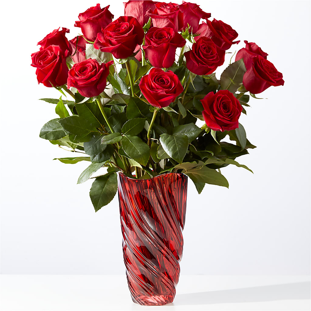Classic Love Red Rose Bouquet with Luxe Swirl Vase – Gunnels Florist Inc, Cookeville TN