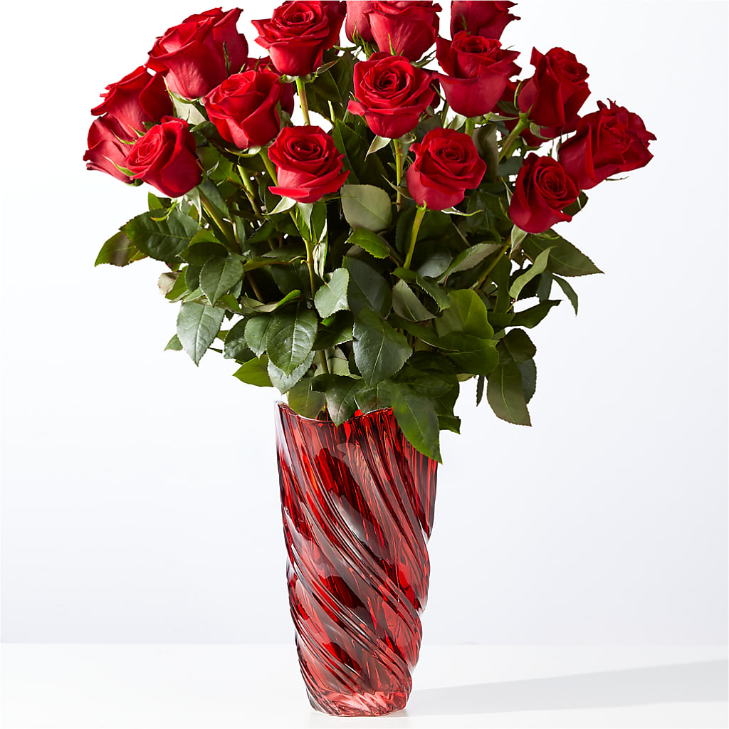 Classic Love Red Rose Bouquet with Luxe Swirl Vase – Gunnels Florist Inc, Cookeville TN