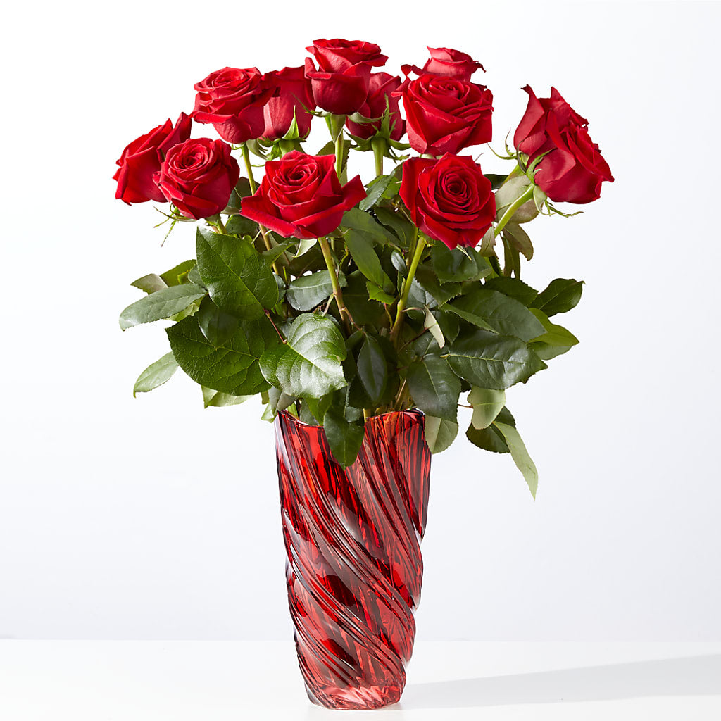 Classic Love Red Rose Bouquet with Luxe Swirl Vase – Gunnels Florist Inc, Cookeville TN
