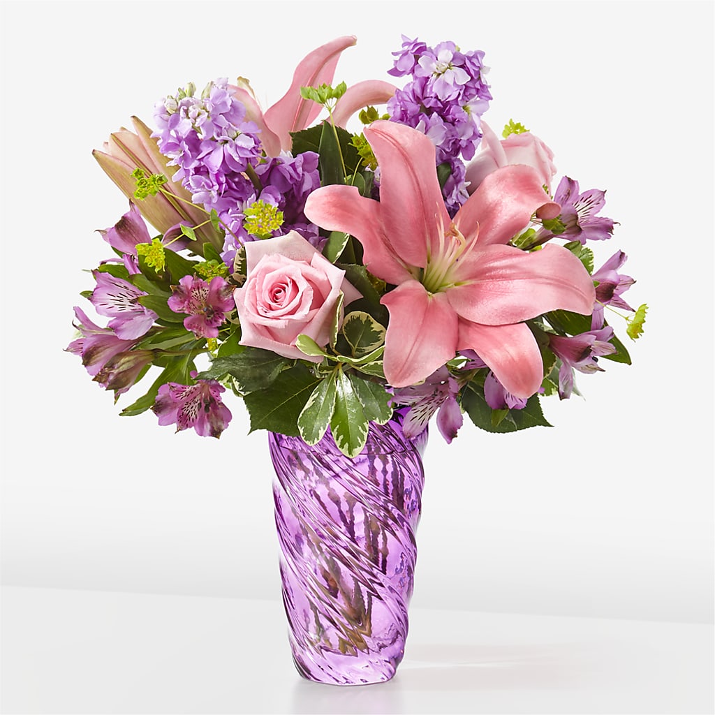 Precious Petals Bouquet with Luxe Swirl Vase – Gunnels Florist Inc, Cookeville TN