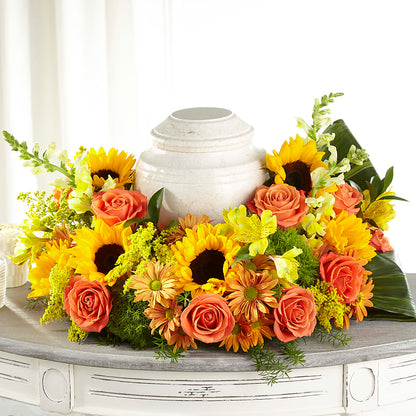 Faithful Sunflower Cremation Adornment –  Gunnels Florist Inc, Cookeville TN