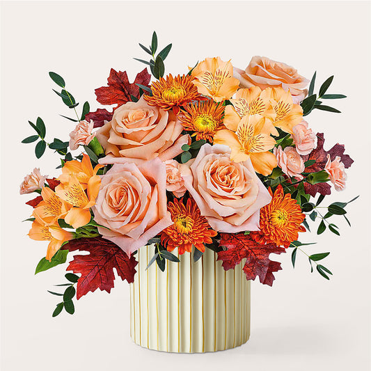Spiced Latte Bouquet with Ivory Vase –  Gunnels Florist Inc, Cookeville TN